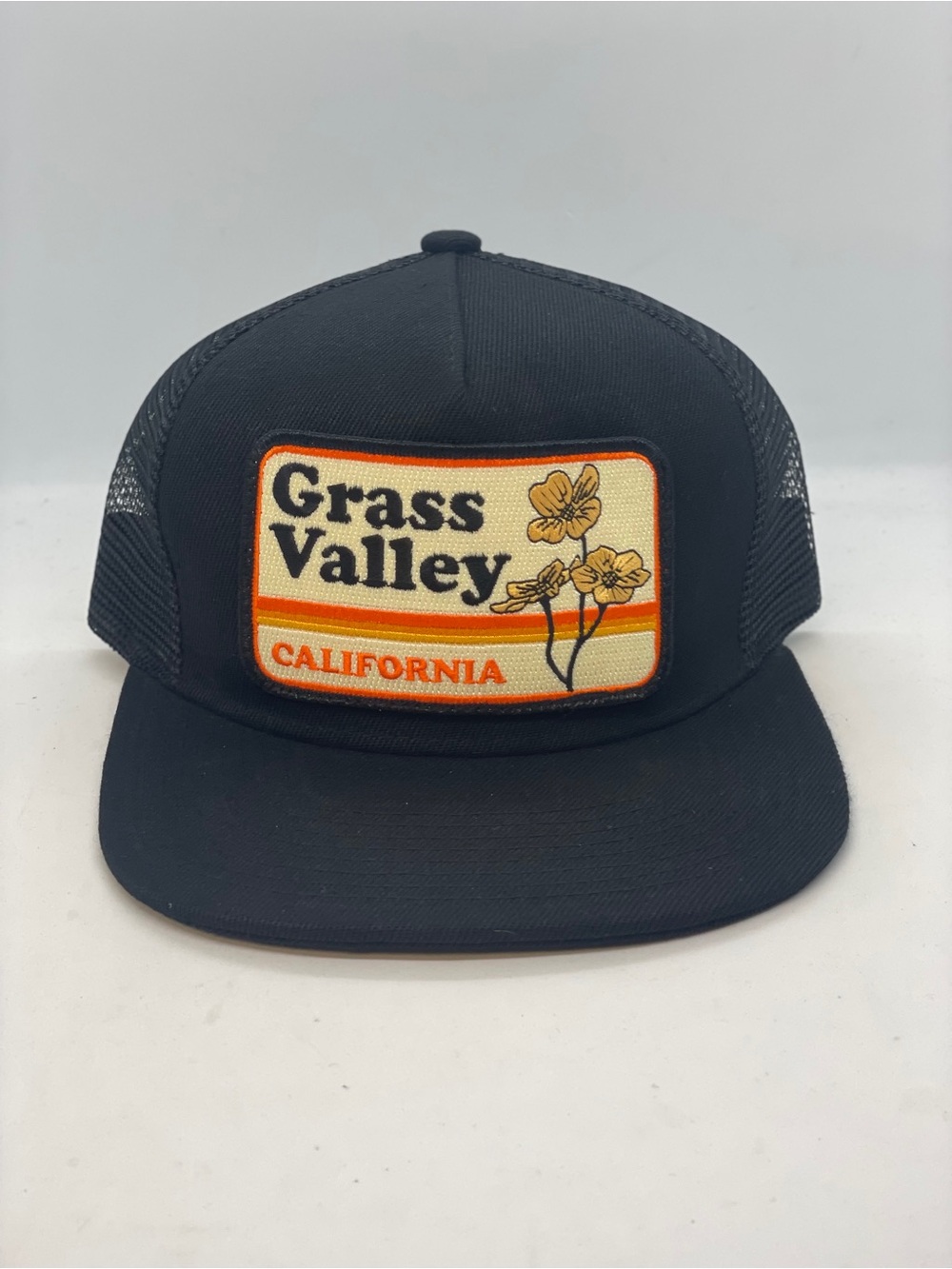 Grass Valley, California, Patch Trucker Hat with pocket- by Bart Bridge